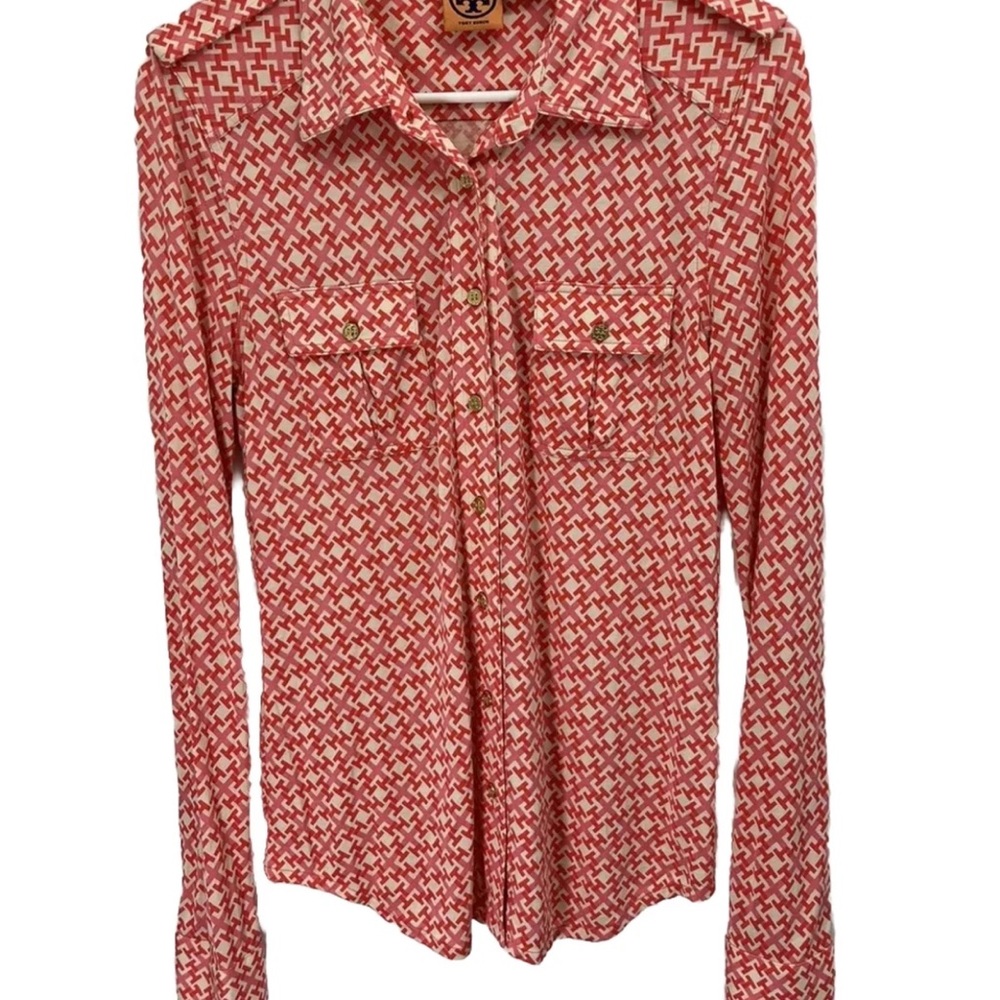 Tory Burch Red Patterned Shirt - Picture 3 of 5